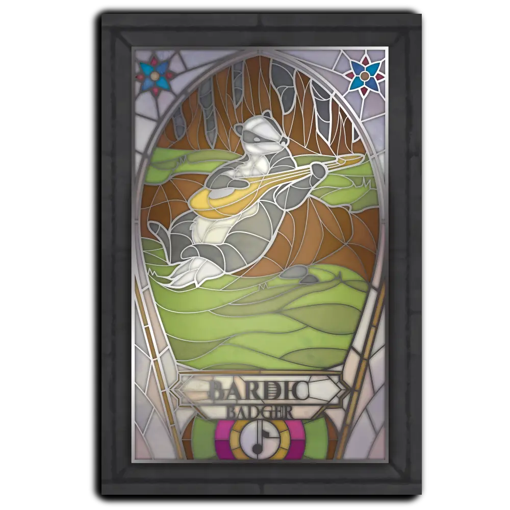 Postcard - Class-y Critters: Bardic Badger image 0
