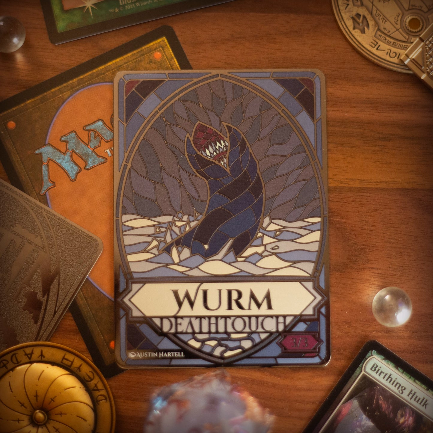 Metal MTG Token - Wurm Deathtouch