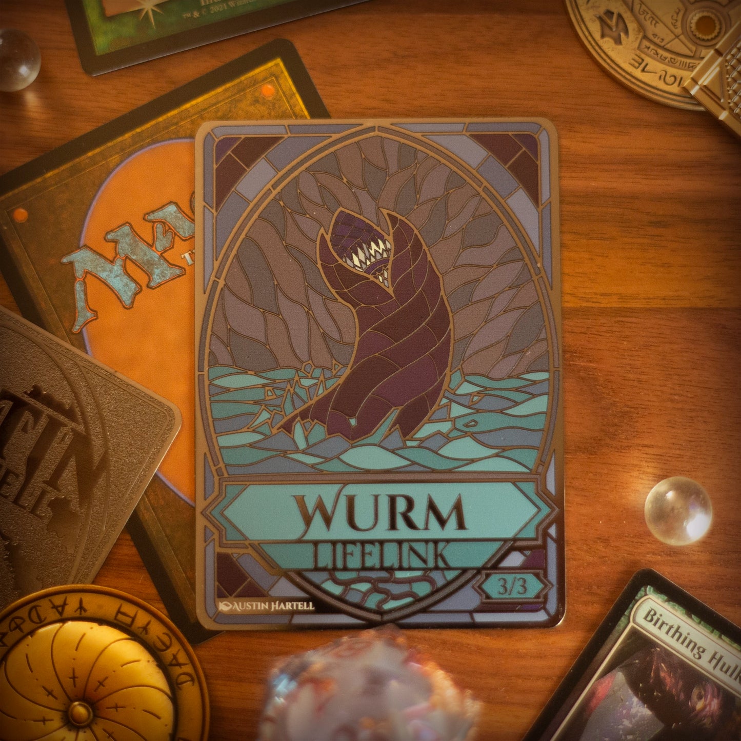 Metal MTG Token - Wurm Lifelink